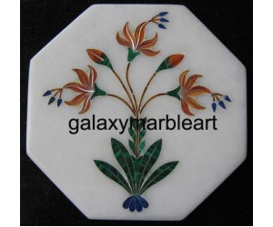 marble tile with intricate inlay work oct  5" TP-501